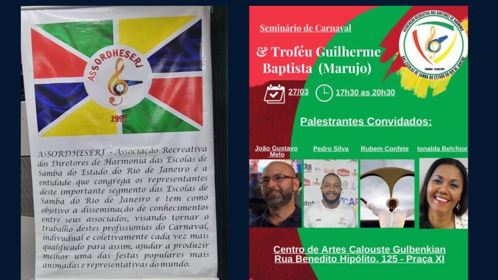 Seminário de Carnaval e Entrega do Troféu Guilherme Baptista - Marujo - às equipes de harmonia 2024.